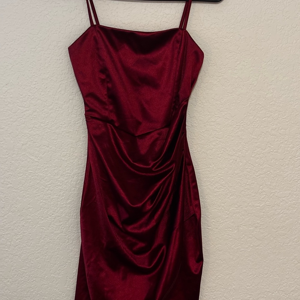 Elegant Red Satin Mini Dress